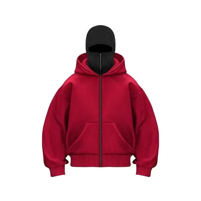 Men and Women Balaclava Y2K Gothic Harajuku Autumn and Winter New Item Double Hooded Sweatshirt Men'S Mask Zipper Sportswear